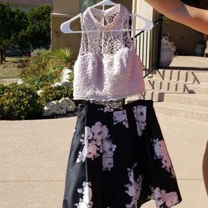 Sequin Hearts 2 piece crochet floral dress